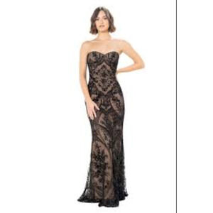 Dress The Population Size S Black Sheridan Gown Strapless Embellished G11-11